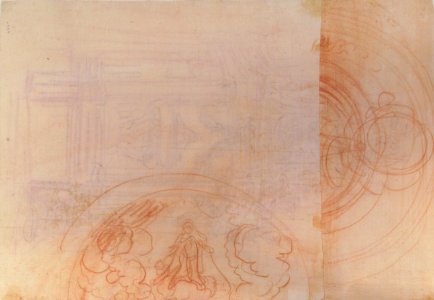 Design for a Catafalque (recto); Female Saint Kneeling on Clouds under an Arch, and a Design for the Pinnacle of the Catafalque (verso) MET 1975.120 VERSO