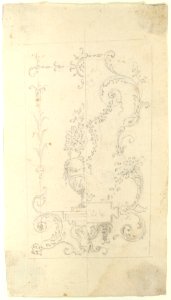 Design for a Cartouche with garlands and antique vase MET DP109979