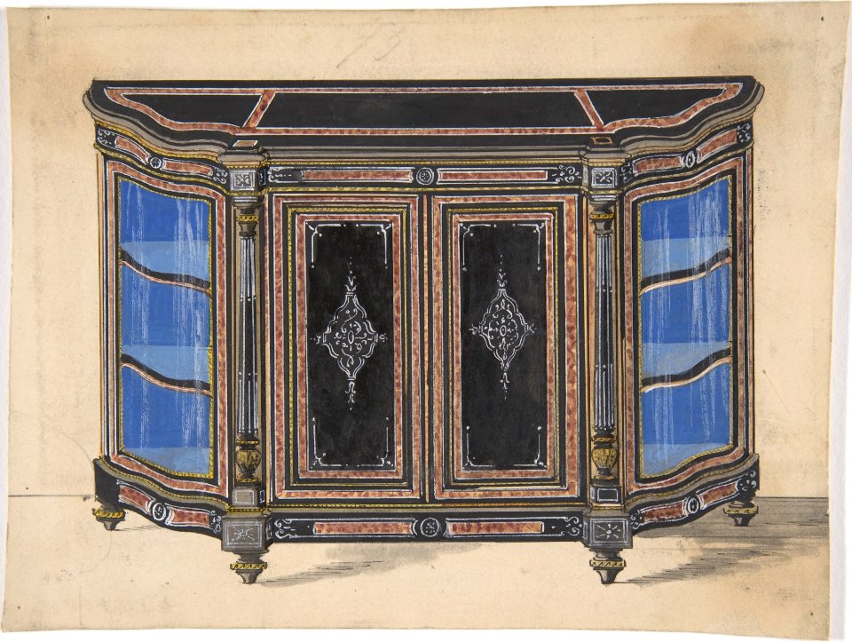 Design for a Cabinet with a Black Top and Blue Interior MET DP806621