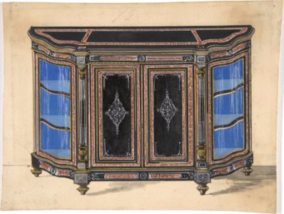Design for a Cabinet with a Black Top and Blue Interior MET DP806621