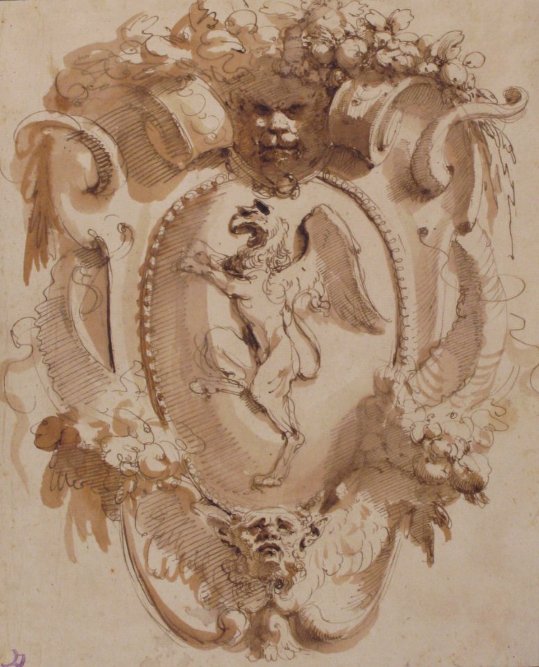 Design for a Cartouche with a Coat of Arms containing a Griffin MET 52.570.128