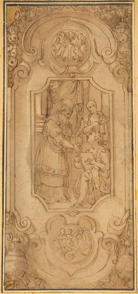 Design for a Cartouche with a Religious Subject in the Central Compartment MET DP812807