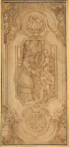 Design for a Cartouche with a Religious Subject in the Central Compartment MET DP812807