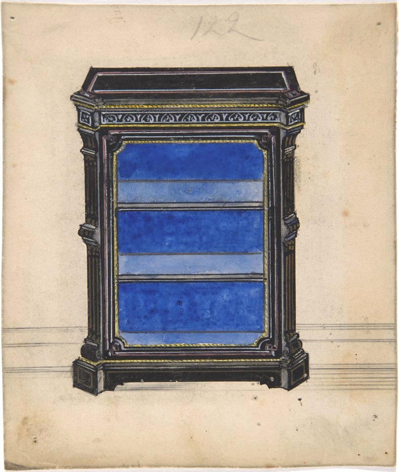 Design for a Black Cabinet with a Blue Interior MET DP806635