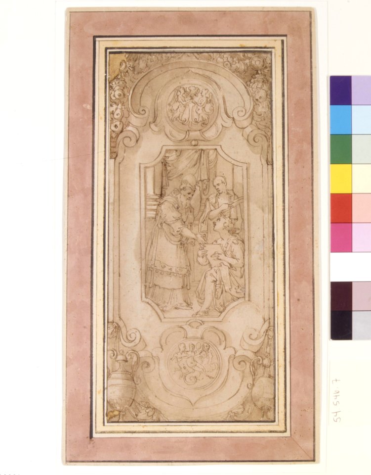 Design for a Cartouche with a Religious Subject in the Central Compartment MET DR485