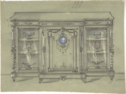 Design for a Cabinet with Glass Doors and a Porcelain Plaque MET DP806628