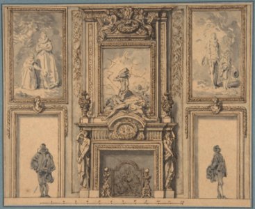 Design for a Wall Decoration with Chimneypiece and Two Figures MET DP807383