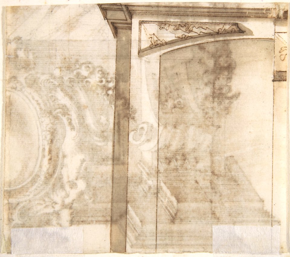 Design for an Overdoor Decoration (?) (recto); Part of a Doorway (verso) MET DP803276