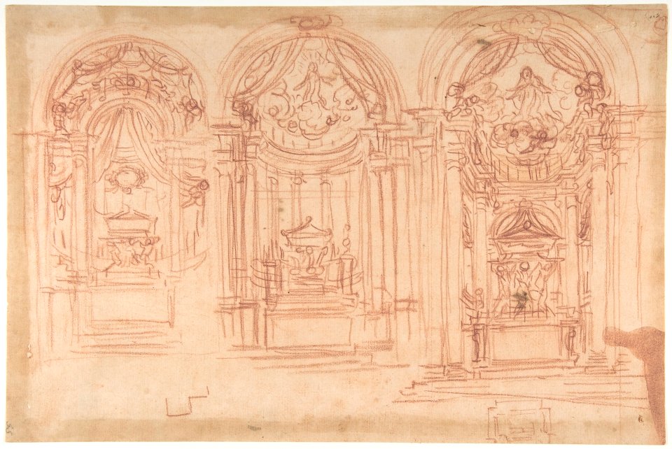 Design for a Catafalgue Used on the Occasion of the Canonization of Saint Mary Magdalen de' Pazzi, Florence, 1669. MET DP809753