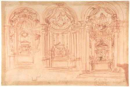Design for a Catafalgue Used on the Occasion of the Canonization of Saint Mary Magdalen de' Pazzi, Florence, 1669. MET DP809753