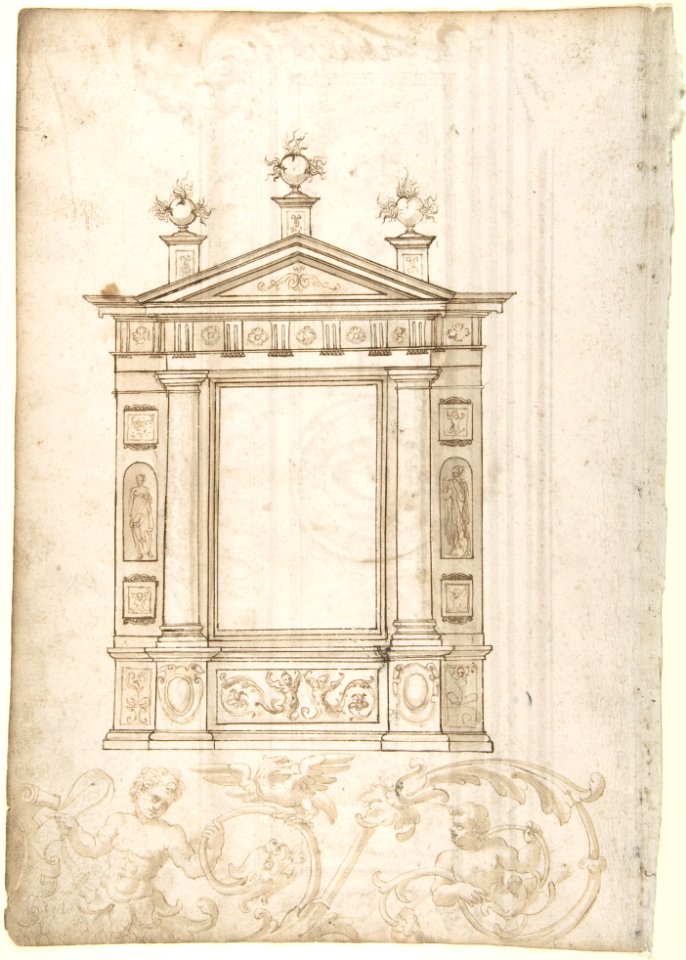 Design for a Cassone (Recto), Design for a Tomb (Verso) MET DP802144