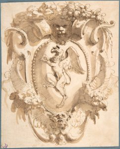 Design for a Cartouche with a Coat of Arms containing a Griffin MET DP808000