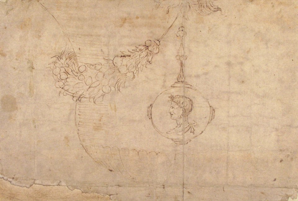 Design for an Urn with Garland of Vegetables and Fruit and Medallion with Profile of a Caesar. MET 49.19.69