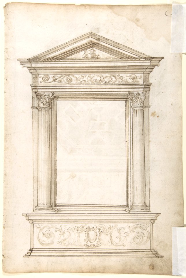 Design for an Octagonal Table and Top (Recto); Design for altar or tomb monument (Verso) MET DP802152