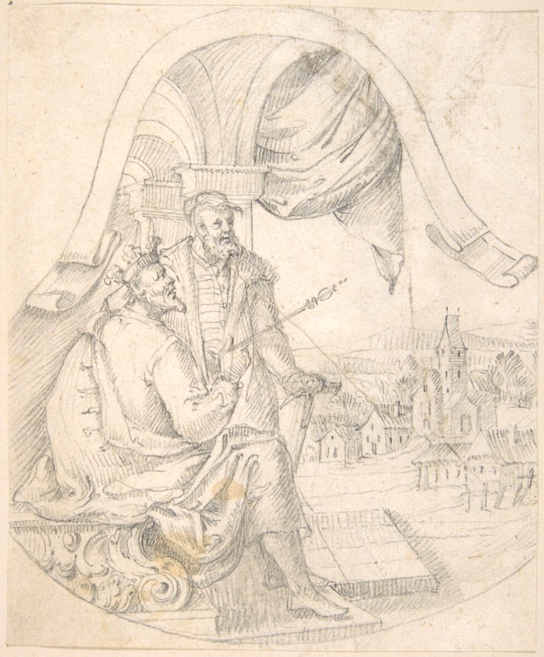 Design for an Illustration- King and Courtier against a Landscape MET DP803431