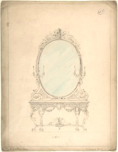 Design for an Oval Mirror over a Side Table MET DP804581