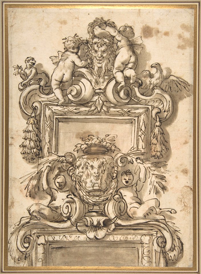 Design for an Overdoor Decoration (recto); Rinceaux (verso) MET DP809471