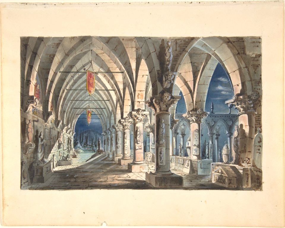 Design for a Stage Set- Cloister at Night MET DP803918