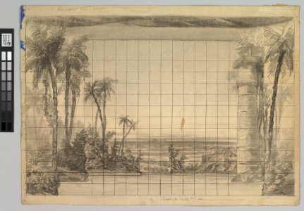 Design for a Stage Set- Backdrop of Tropical Landscape MET DP819573