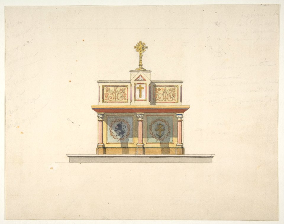 Design for an altar table surmounted by a crucifixion MET DP811208