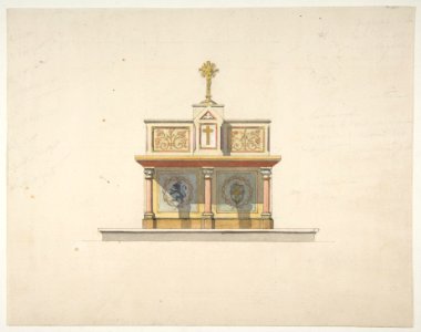 Design for an altar table surmounted by a crucifixion MET DP811208