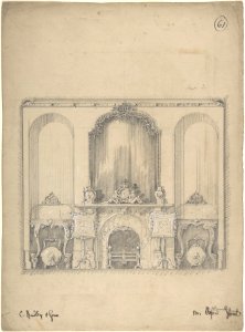 Design for a Wall with a Fireplace and Side Tables MET DP804590
