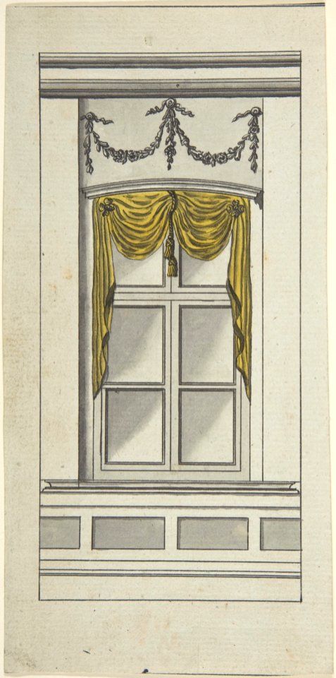 Design for a Window with Yellow Drapery MET DP804494