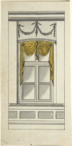 Design for a Window with Yellow Drapery MET DP804494