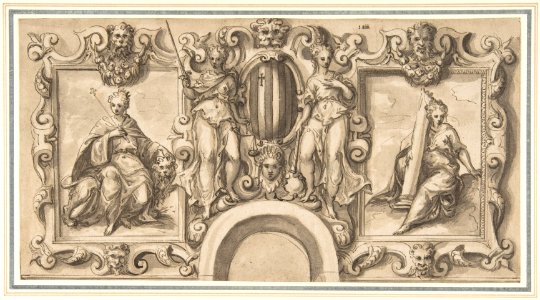 Design for a Wall Decoration over an Arched Doorway with Grimani Arms MET DP810230