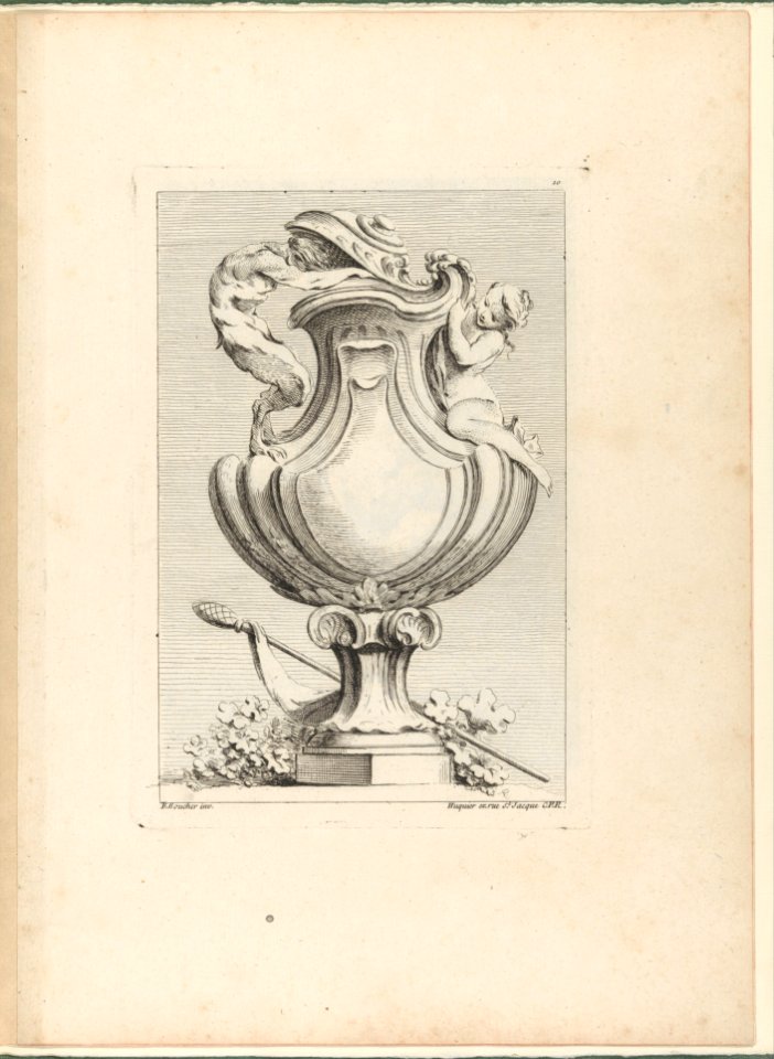 Design for a vase with a faun and a nymph, from Livre de Vases (Book of Vases), plate 10 MET DP236190