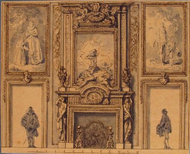 Design for a Wall Decoration with Chimneypiece and Two Figures MET 61.692