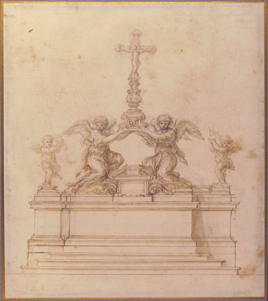 Design for an Altar with Kneeling Angels Supporting a Crucifix MET 65.66.4