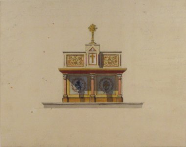 Design for an altar table surmounted by a crucifixion MET 67.827.173