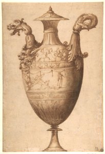 Design for a Vase with Hercules and Farnese Lilies MET DP801534