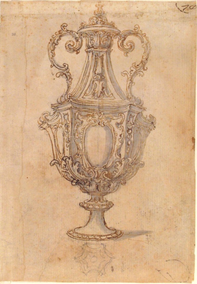 Design for a Vase with a Cross-section of its Neck (recto); Design for a Vase with studies of a Muscular Nude Male Figure and figures for a Baptism (verso) MET 52.570.242 RECTO