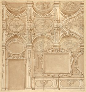 Design for a Wall and Ceiling with Frames and Decorations in Stucco MET DP832015
