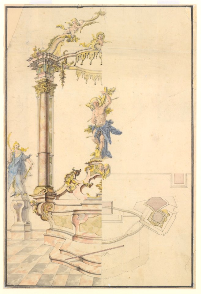 Design for an Altarpiece with a Figure of St. Sebastian MET DP229513
