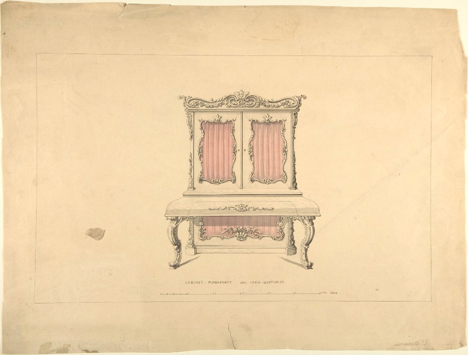 Design for Cabinet Pianoforte, Louis Quatorze Style MET DP805752