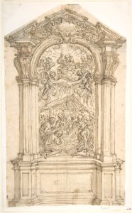 Design for an Altar with a Painting of the Adoration of the Shepherds and God the Father Above MET DP809733