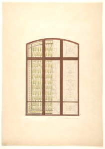 Design for an arched stained glass window, showing two alternative patterns MET DP811580