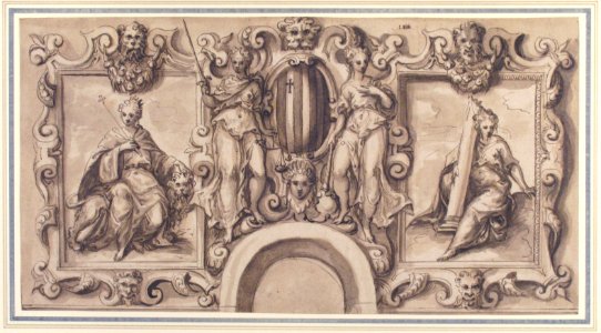 Design for a Wall Decoration over an Arched Doorway with Grimani Arms MET 1974.389