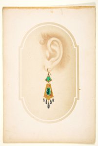Design for an earring with a green scarab MET DP812968