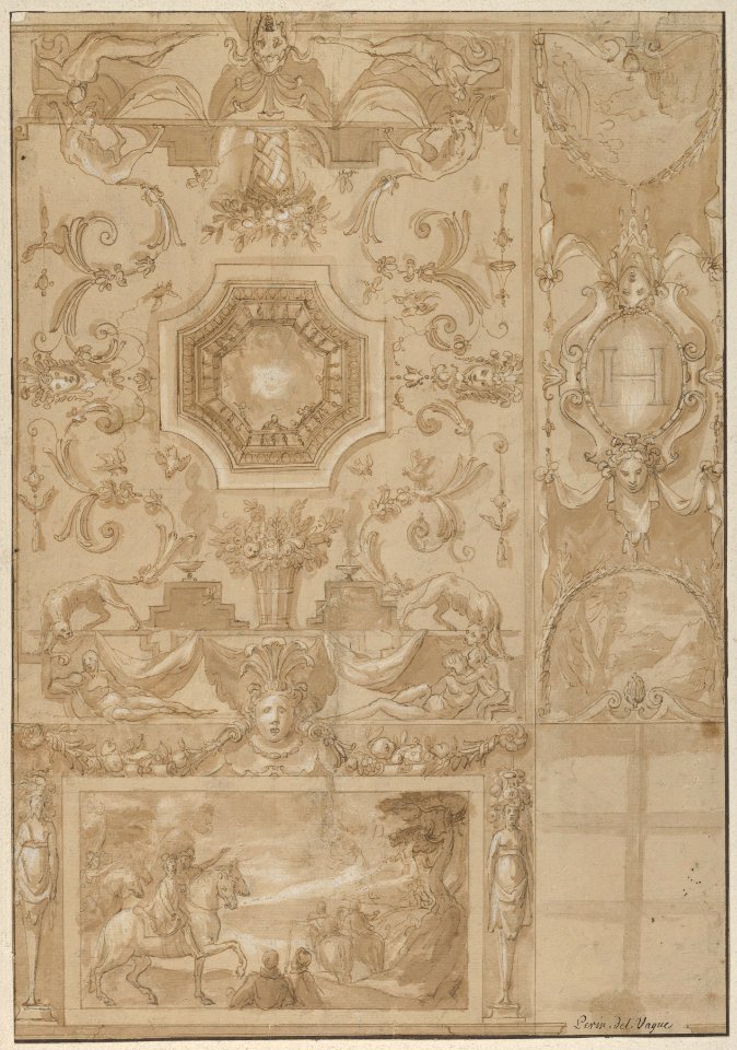 Design for an Elaborate Ceiling with Figures and Animals MET DP838614