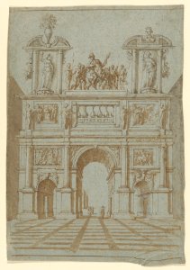 Design for a Triumphal Arch in Perspectival Rendering MET DP857010