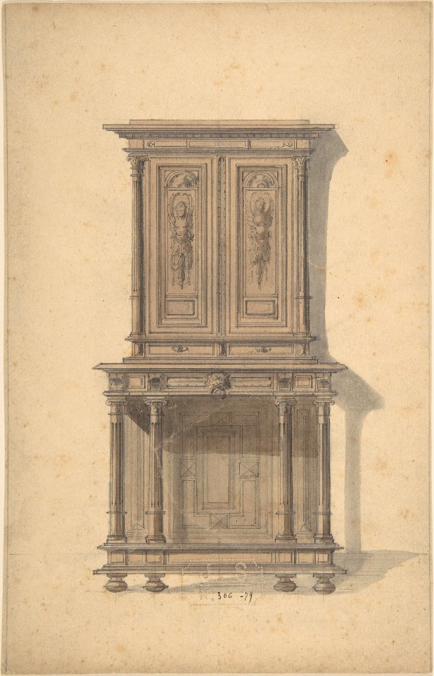 Design for a Wooden Cabinet in French Renaissance Style MET DP808357