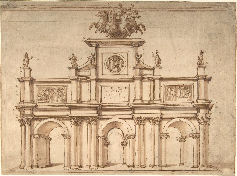 Design for a Triumphal Arch with Three Arches MET DP802045