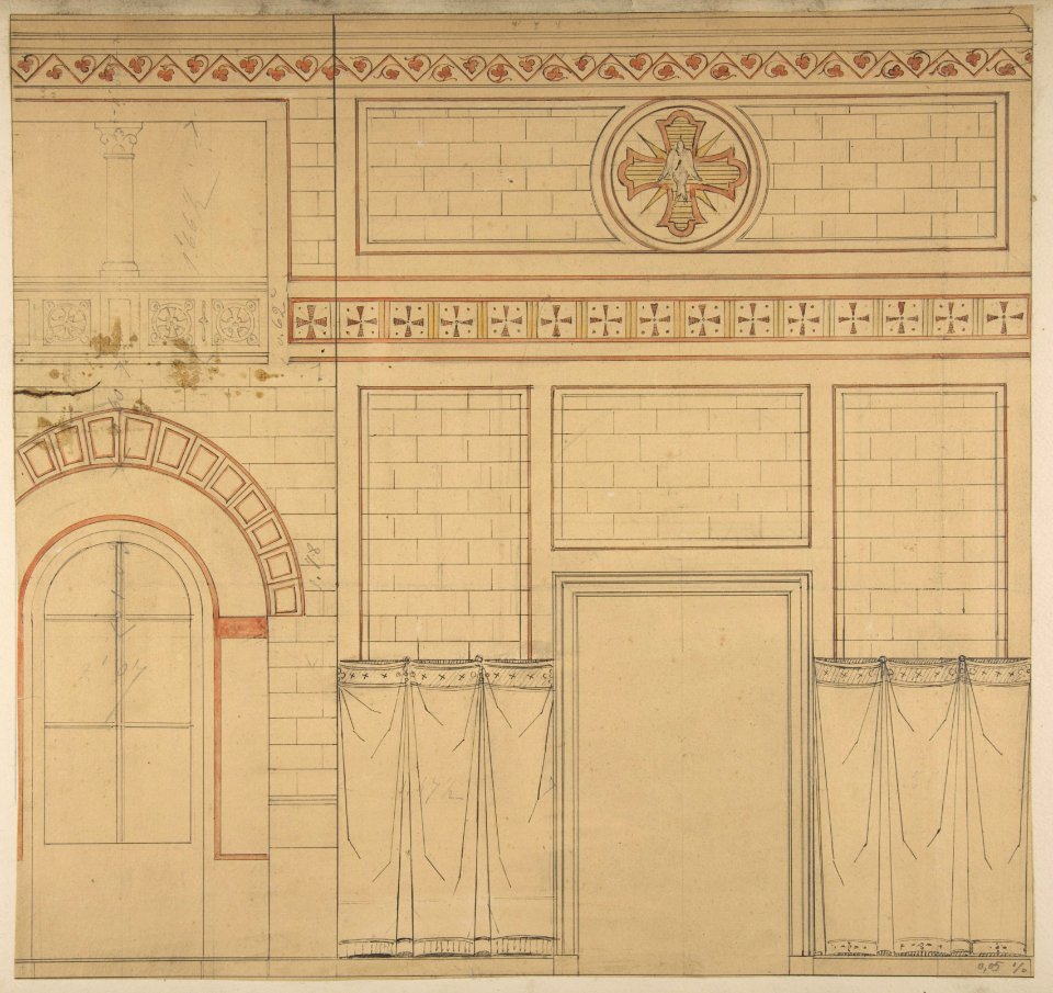 Elevation of a wall decorated with the dove of the holy ghost MET DP811217