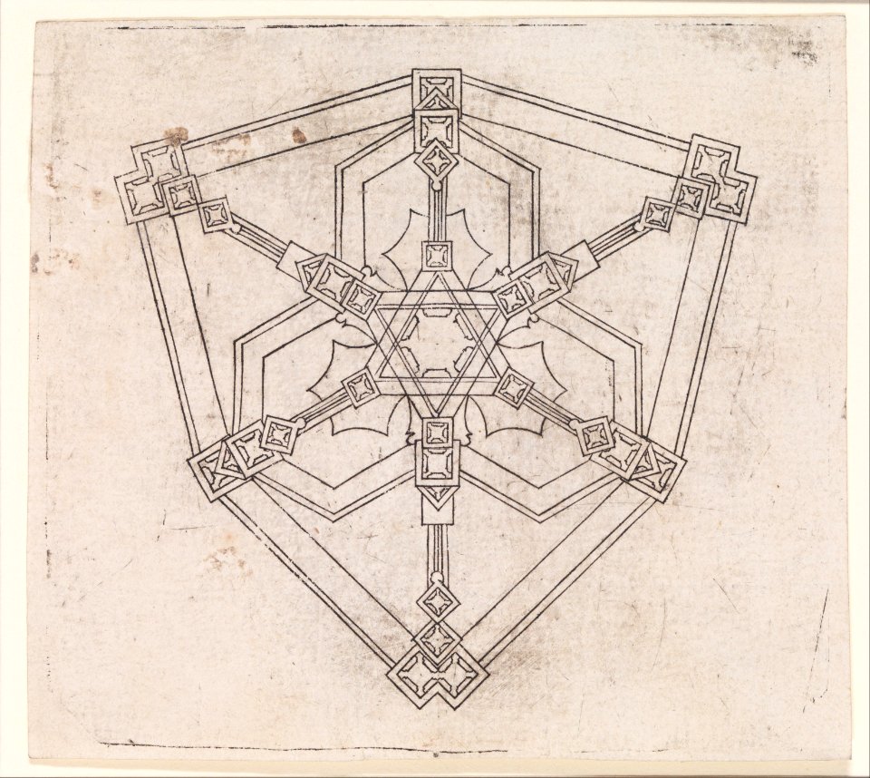 Elevation of a Gothic Pinnacle with a Hexagonal Plan MET DP302098