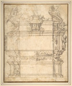 Design for a Tomb with Female Figures, Putti and Mythological Creatures MET DP802115