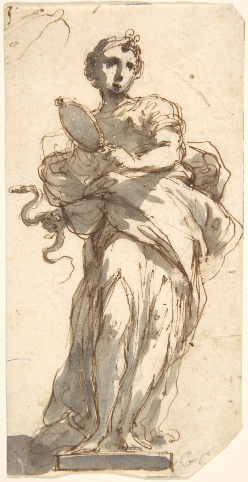 Design for a Statue of Prudence with Sketches at Upper Left Corner. MET DP807976